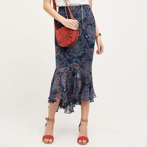 Anthropologie Vanessa Virginia Paisley Silk Skirt